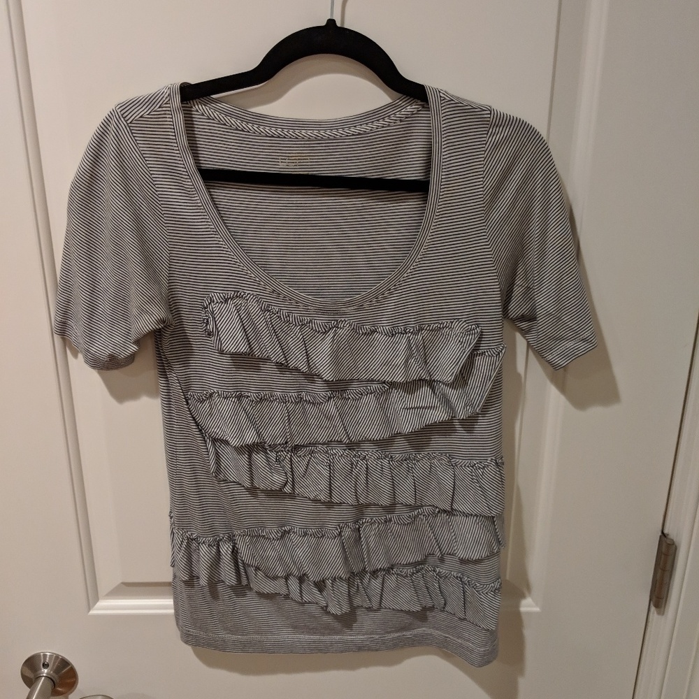 Loft striped ruffle tee